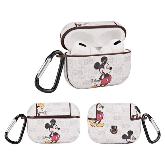 Airpods Pro White Mickey Mouse Style Case With Holder - Picture 1 of 1